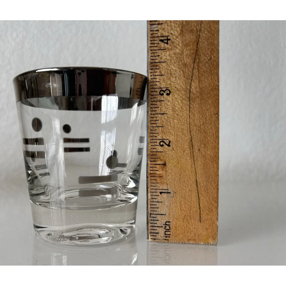 Vintage 1960 Metalyte Dorothy Thorpe Style Silver Dot Dash Rock Glass Set 7 MCM